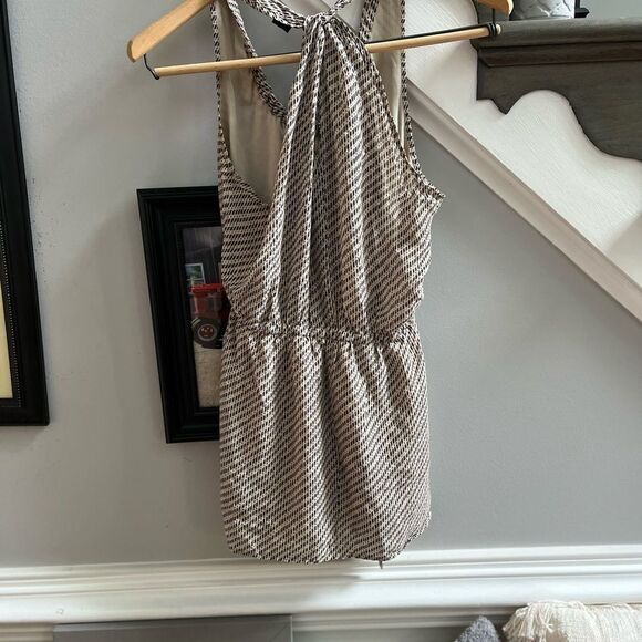 Theory Silk Print Drape Back Tie Front Sleeveless Blouse sz S EUC - Picture 7 of 7